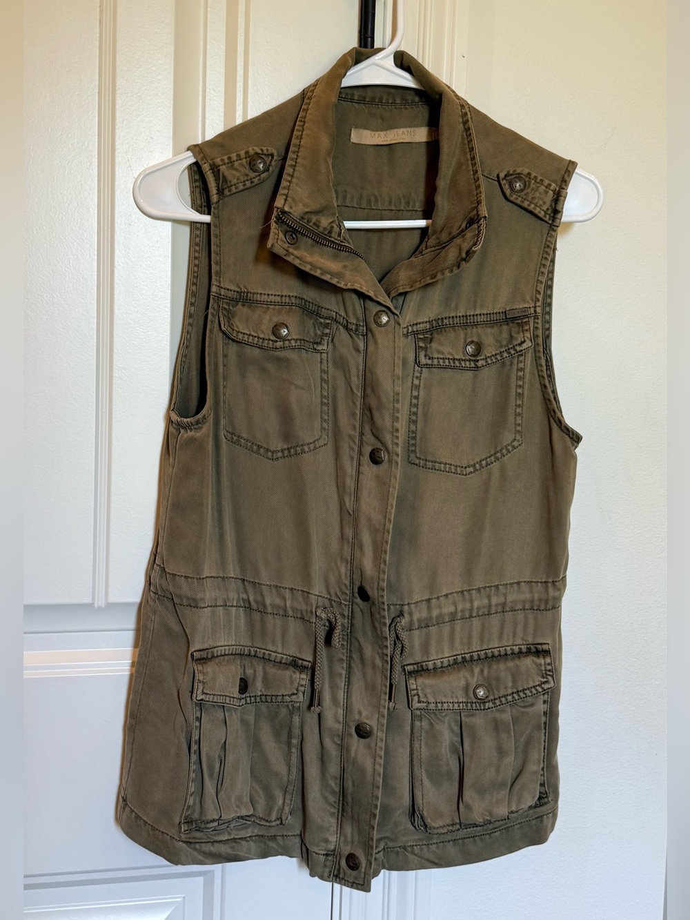 Max Jeans Olive Utility Field Vest